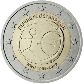 Moneta z okazji 10-lecia wprowadzenia systemu euro - edycja austriacka z 2009 roku (awers)